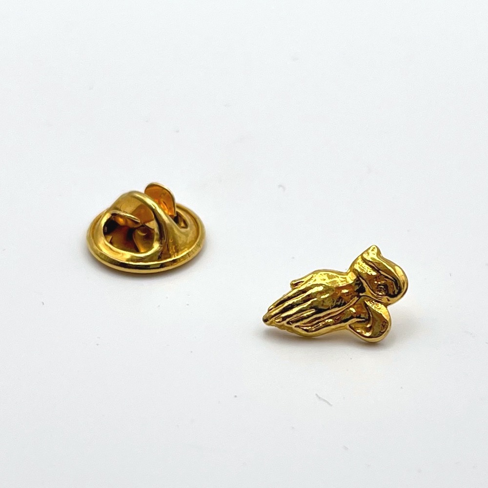 Gold Tone Praying Hands‎ Lapel Pin Religious Faith Spiritual Small Tie Tack